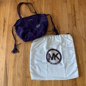 Michael Kors Purple Suede Shoulder Bag